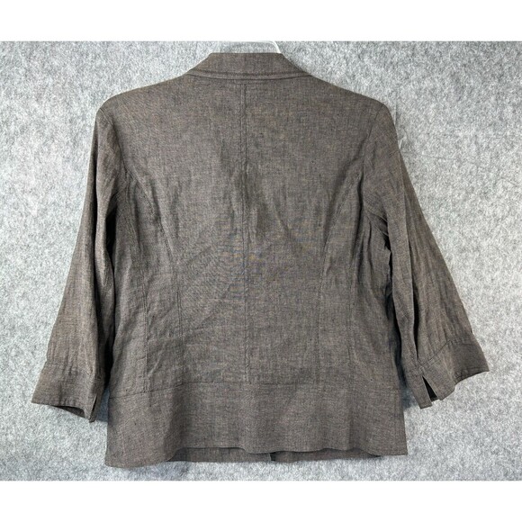 Coldwater Creek Women’s Blazer Jacket Dark Tan Linen Blend Size 10 - Picture 5 of 10